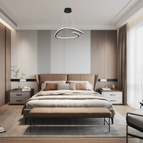 Modern Ring LED Pendant Light Ceiling Hanging Light Fixture, Height Adjustable For Living Room Bedroom Lighting Fixture