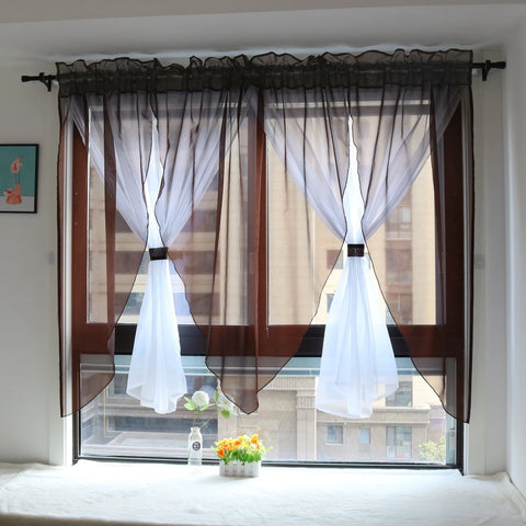 Solid Voile Veil Livingroom Balcony Bedroom Curtain Sheer Short Kitchen Window Treatments