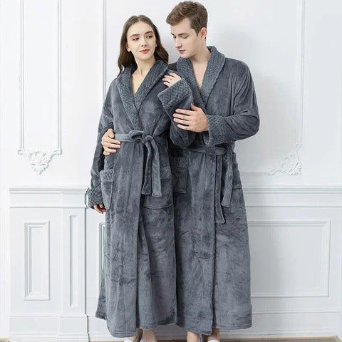 Female Autumn and Winter Warm Long Coral Velvet Thick Couple Bath Bathrobes Men Women Pajamas Shower Robe Bath Towels For Adults