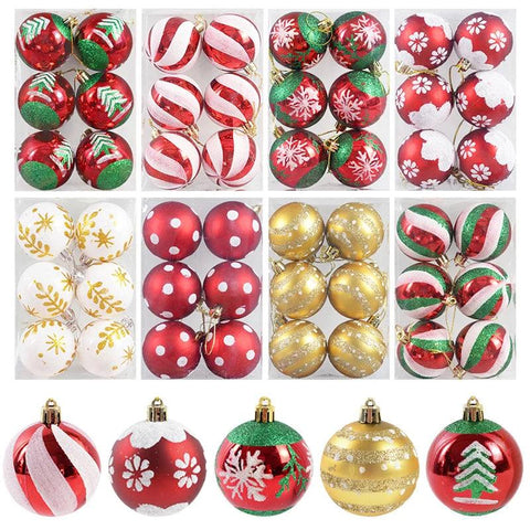 Christmas Ball Ornaments Xmas Tree Hanging Pendant Christmas Decorations for Home Navidad Natal New Year Gift 6Pcs/box 6cm