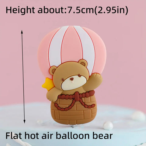 New 3D Bear Cake Topper Baby Shower Bear Decoration Boy Girl Happy 1st Birthday Party Cake Decor Gender Reveals Party Supplies