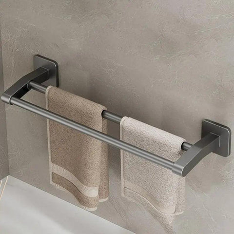 Black space aluminum Bathroom Double Towel Shelf Rack Holder Bath Towel Hanger Bar Towel Rail Bathroom Accessories