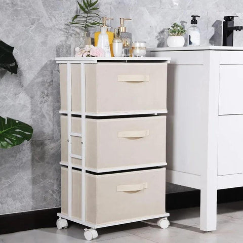 Dresser Storage with 3 Drawers, Fabric Dresser Tower, Vertical Storage Unit for Bedroom, Closet, Office