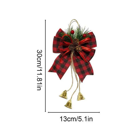 1 pcs Christmas Tree Large Topper Bow Knot with Artificial Spruce Pine Cones and Christmas Bell New Year Decorations 2024