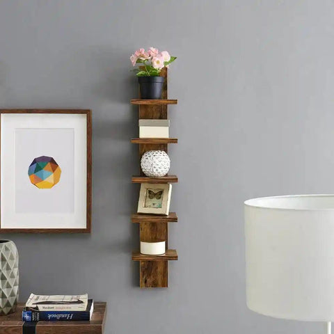 US  30 in. H White MDF 5-Tier Decorative Wall Shelf