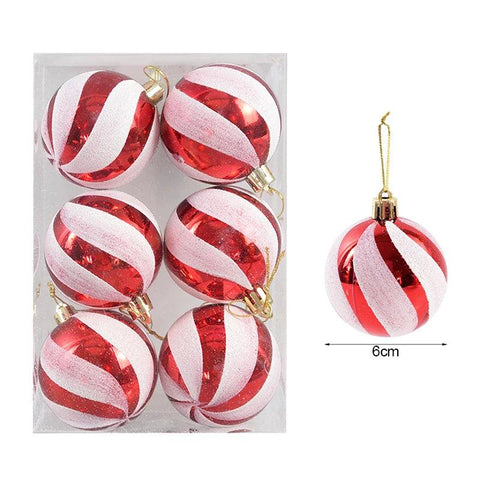 Christmas Ball Ornaments Xmas Tree Hanging Pendant Christmas Decorations for Home Navidad Natal New Year Gift 6Pcs/box 6cm