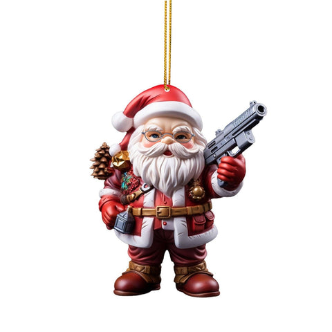 Acrylic Cool Santa Double Print Christmas Pendant Decoration Gift 2d Hanging New Year Decoration