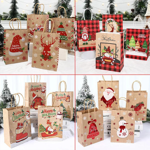 Christmas Santa Claus Snowflake Kraft Paper Handbag Marry Christmas Party Decor For Home 2024 Navidad Natal Noel New Year 2025