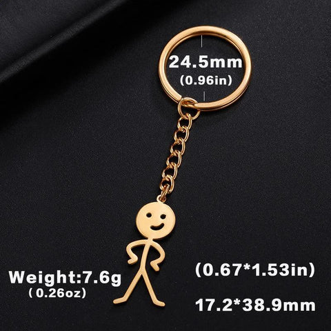 Teamer Funny Middle Finger Stickman Keychain 2024 Cute Trend School Bag Car Key Pendant Couple New Trinket Gift Keyring