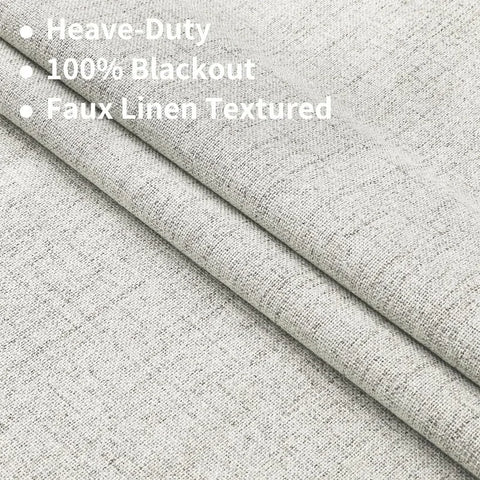 Blackout Linen Curtains Long 100% Blackout Drapes 95 inch Length 2 Panels Set