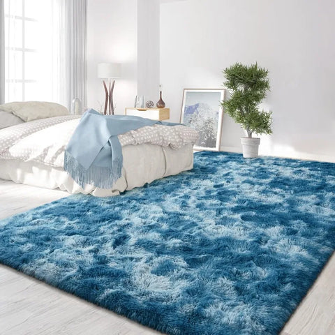 Feet Large Area Rugs, Tie-Dyed Light Grey Shaggy Rug Fluffy Throw Carpets, Ultra Soft Plush Modern Indoor Fuzzy Rugs