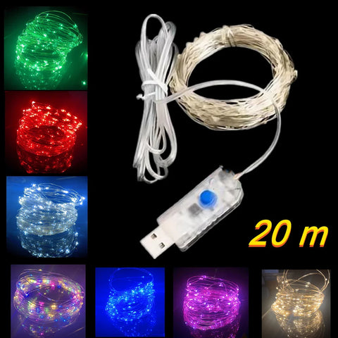 Led silver Wire Fairy Lights USB Powered LED String Lights outdoor waterproof Garland For Christmas Party Wedding DIY Decoration