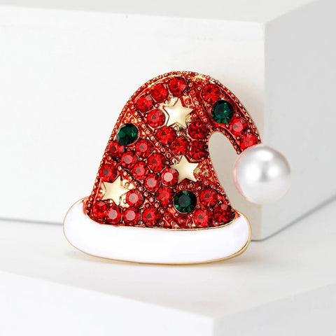 Rhinestone Christmas Sock Brooch for Women Christmas Gift Pins Office Party Friend Gifts Jewelry Accessories