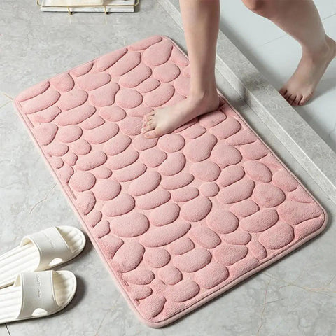 Memory Foam Foot Pad Cobblestone Embossed Bath Mat Non-slip Carpet Absorbent Bathroom Non-slip Accessories 40x60x1.5cm