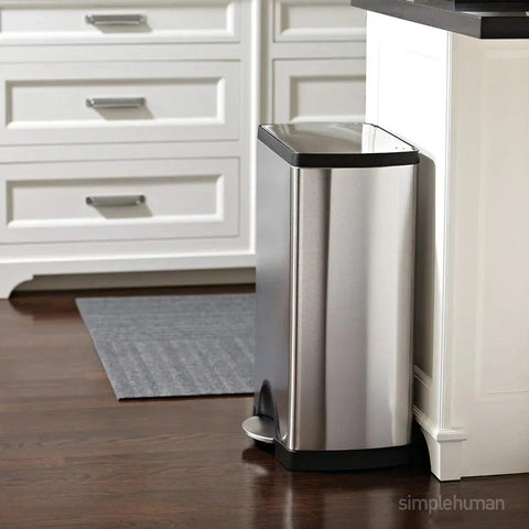 50 Liter / 13.0 Gallon Rectangular Kitchen Step Trash Can Wastebasket Brushed Stainless Steel Freight Free Bin Cleaning