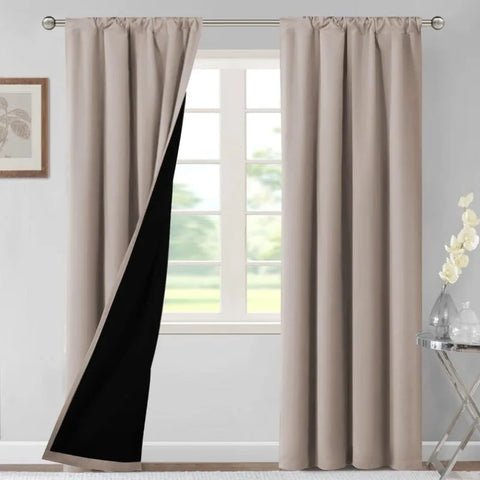 100% Blackout Curtains for Bedroom Thermal Insulated Blackout Curtains 84 Inches Long Rod Pocket Window Drapes