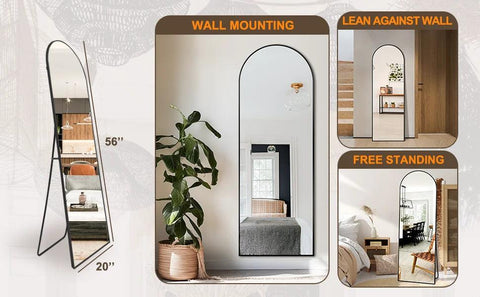 Arched Mirror Full Length,Standing Mirror,Large Floor Mirror with Stand for Wall Entryway Door Bedroom Bathroom Living Room