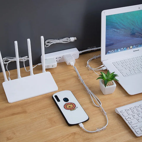 Cable Organizer Clips Cable Management Desktop & Workstation ABS Wire Manager Cord Holder USB Charging Data Line Bobbin Winder