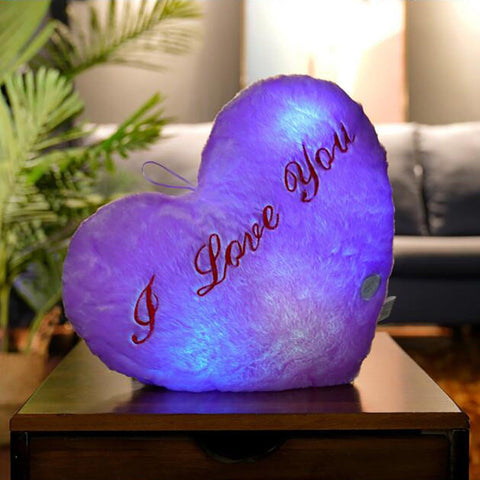 50cm Creative Light Up Led Heart Shaped Stuffed Plush Letter Lovers Colorful Glowing Gift For Girlfriend Pillow Valentine's Day