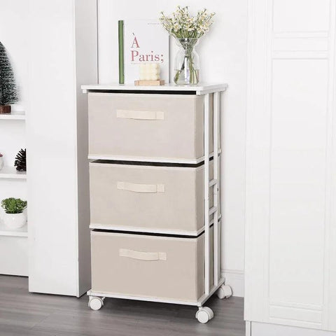 Dresser Storage with 3 Drawers, Fabric Dresser Tower, Vertical Storage Unit for Bedroom, Closet, Office