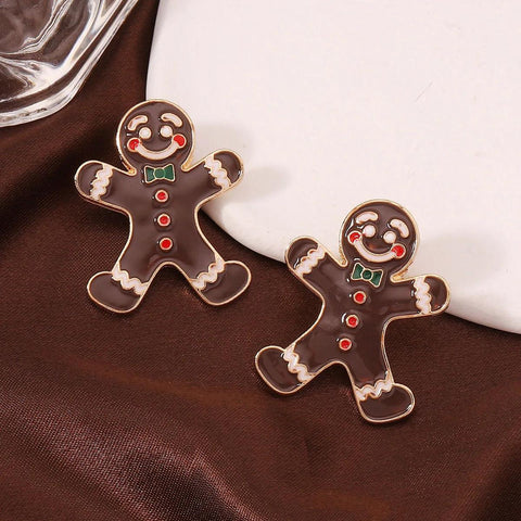 Sweet Christmas Gingerbread Man Earrings 2024 New Year Gifts