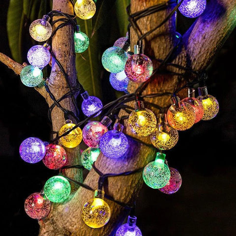 Solar Crystal Globe LED String Lights LED 8 Lighting Modes IP65 Fairy Light Christmas Garland For Garden Party Decor 1pc/2pcs