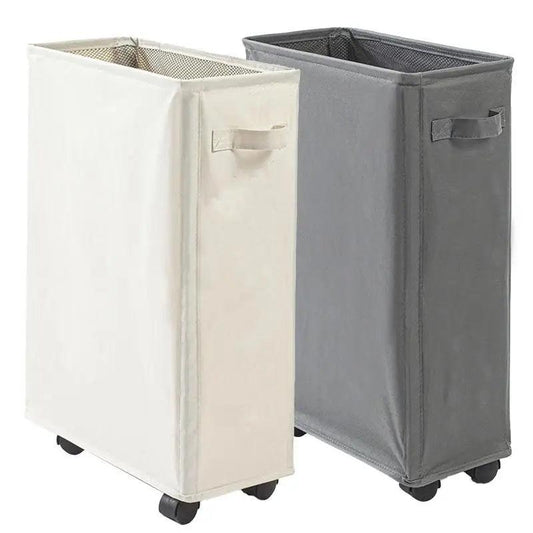 Rolling Slim Laundry Basket Wheels Foldable Laundry Hamper Handle Flodable Laundry Sorter Organizer Tall Storage Basket Bin