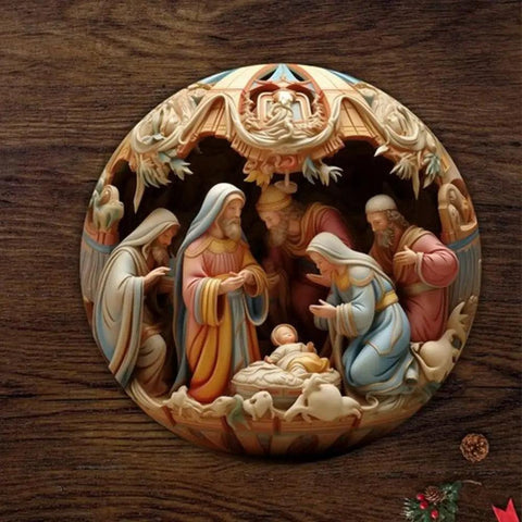 New Creative Painted Nativity Christmas Pendant Christmas Tree Ornaments Acrylic Hangable Christmas Decoration Home Decor