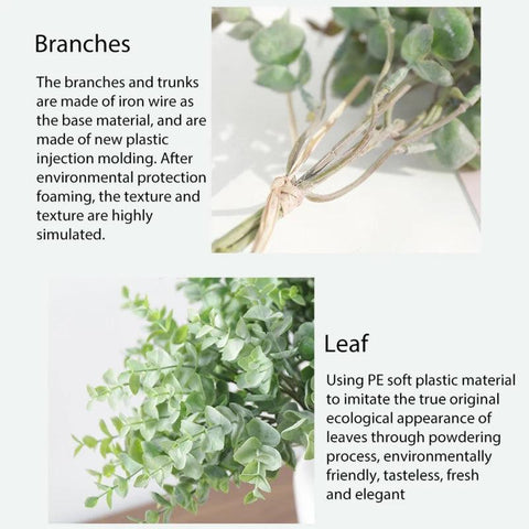 1 Pcs Eucalyptus Leaves Bunch Branch Artificial Plastic Plants Leaves Green Stems Wedding Fake Flowers DIY Decoration