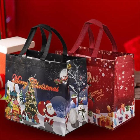 Non Woven Fabric Waterproof Gift Tote Bag Christmas Party Folding Bag Clothing Storage Bag Noel Navidad Print Package Gift Bag