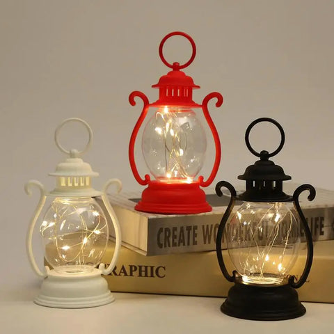 Retro Hanging Lantern Mini Portable Candle Battery Operated Rustic Lantern Antique Outdoor Lamp For Tabletop Courtyard Decor