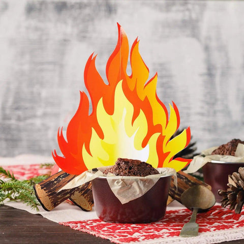 3D Decorative Cardboard Campfire Centerpiece Artificial Fire Fake Flame Paper Party Decortion Flame Torch for Christmas New Year