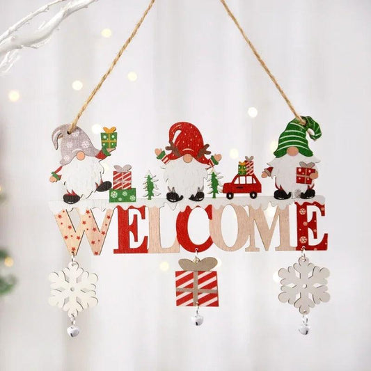 Gnome Santa Claus Wooden Hanging Ornaments 2024 Merry Christmas Decorations for Home Door Xmas Tree Pendants Navidad New Year