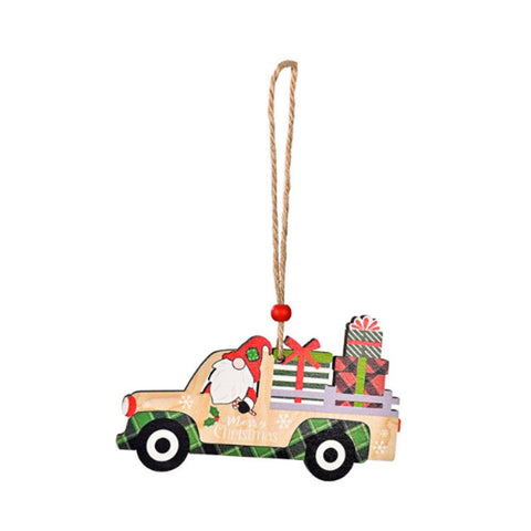 Christmas Car Painted Wooden Pendant Decoration Christmas Tree Pendant New Year 2024 Navidad Home Decor Noel Xmas Ornament L5