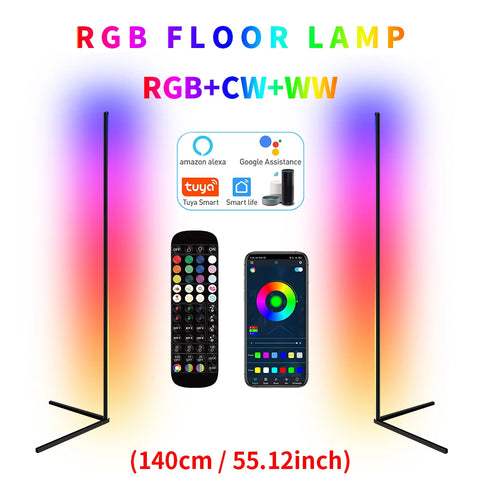 Living Room Dimmable RGB Corner Floor Lamp 140cm Stand Smart APP LED Mood Light for Bedroom Nordic Home Decor Interior lighting