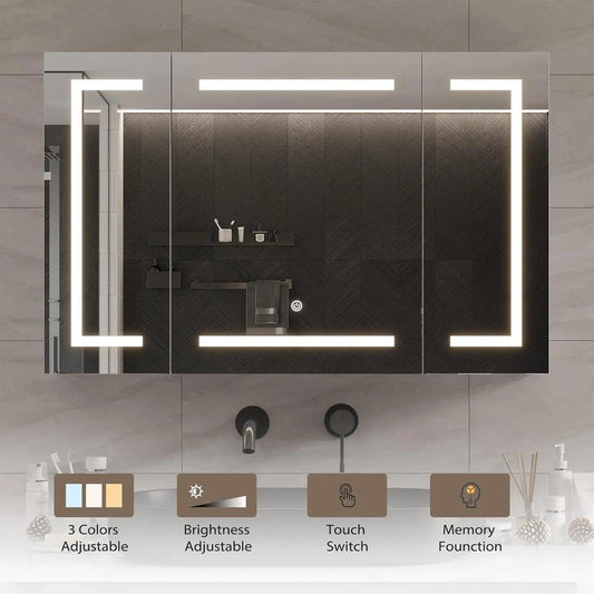 Medicine Cabinets with Mirrors and Led Lights 39.4''x23.6'' Wall Bathroom Mirror with Storage and Charging Station Wall Mounted