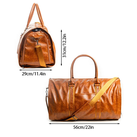 Outdoor PU Leather Luggage Travel Bag Business Suit Men Duffel Travelling