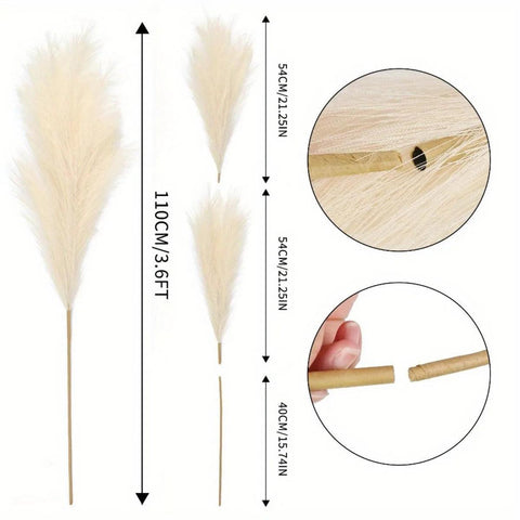 4 Pcs Artificial Pampas Grass Large Stems 43'' Tall Fake Pampas Floral Artificial Pampas Grass Branches for Home Wedding Decor