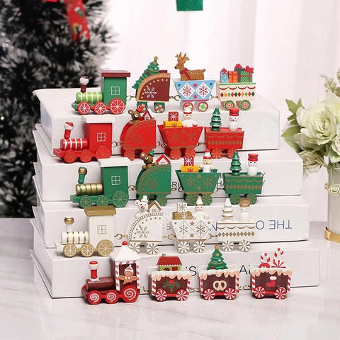 Wooden Christmas Small Train Xmas Ornaments Merry Christmas Decor For Home Happy New Year 2025 Creative Kids Naviidad Gifts Gift