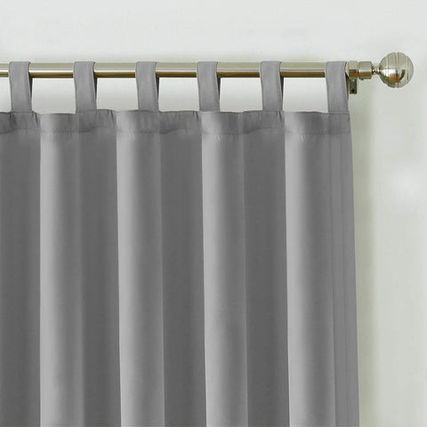 Grey Outdoor Thermal Tab Top Blackout Curtain - 50 in. W x 108 in. L