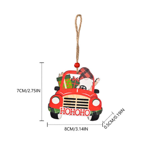 Christmas Car Painted Wooden Pendant Decoration Christmas Tree Pendant New Year 2024 Navidad Home Decor Noel Xmas Ornament L5