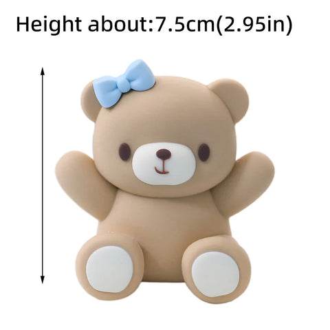 New 3D Bear Cake Topper Baby Shower Bear Decoration Boy Girl Happy 1st Birthday Party Cake Decor Gender Reveals Party Supplies