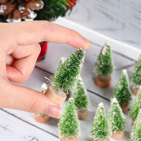 Artificial Mini Wooden Christmas Tree Blue Green White Gold Tower Pine Small Sisal Christmas Tree Tabletop Ornament Decor