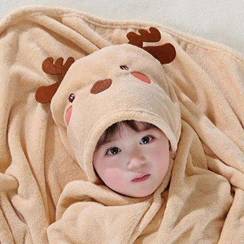 Cartoon Animal Baby Hooded Towels Fluffy Cuddly Blanket Bathrobe Ultra Absorbent Bath Towel With Ears For Babies Bathing