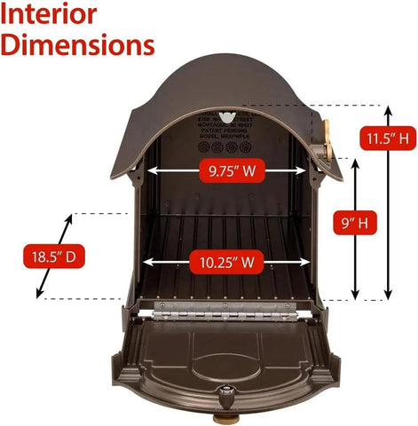 Custom Extra Large Mailbox - Balmoral Model with Address Plaques and Side Mount Post Package, Sand Cast Aluminum, Bron