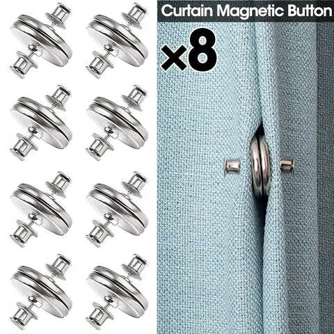 4/8Pairs Curtain Magnetic Button Detachable Curtain Fix Fastener Clip Prevent Light Adjustment Window Screen Close Magnet Buckle