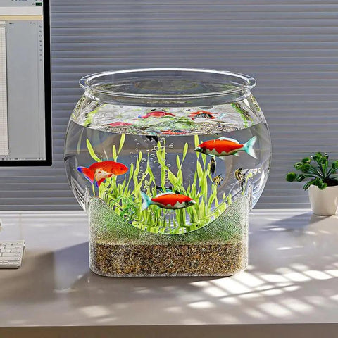 Clear Round Fish Bowl Aquarium Fish Tank Small Aquariums Flower Vase Centerpiece Desktop Aquarium for Betta Fish Turtle