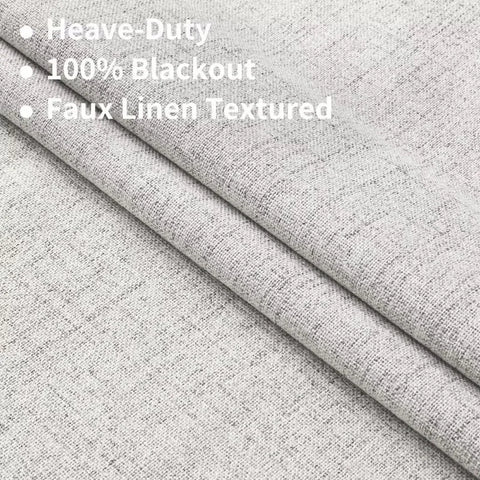 Blackout Linen Curtains Long 100% Blackout Drapes 95 inch Length 2 Panels Set