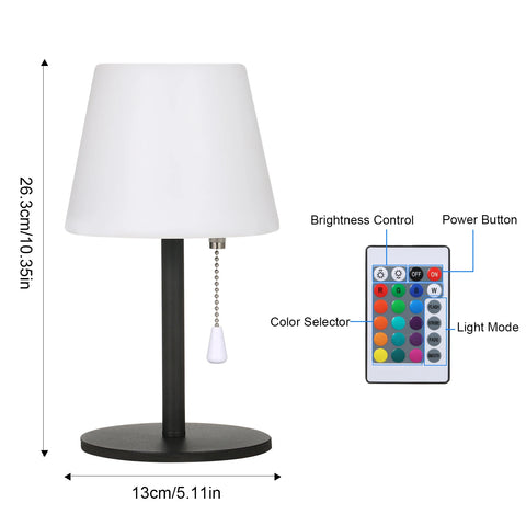 RGB Table Lamp Colorful Desk Light with Remote Controller Pull Chain Switch Bedside Lamp Reading Lamp USB Rechargeable