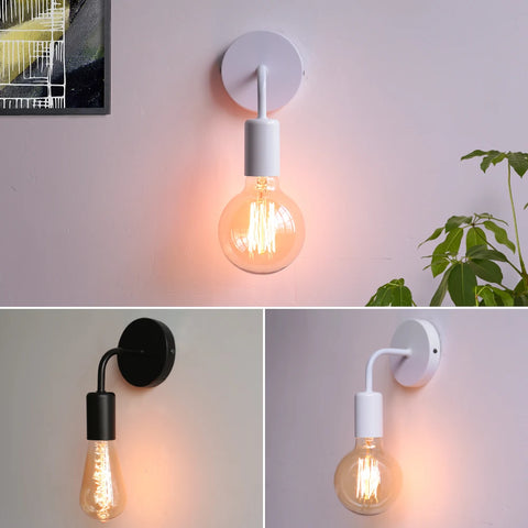 Nordic Modern Wall Lamp Iron Black E27 Indoor Lighting Bedside Bedroom Bathroom Lamp Sconce Wall Light Fixture Industrial Decor